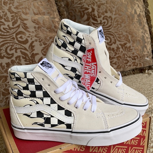 Vans Sk8-Hi Checker Flame Classic White Mens - Picture 7 of 16
